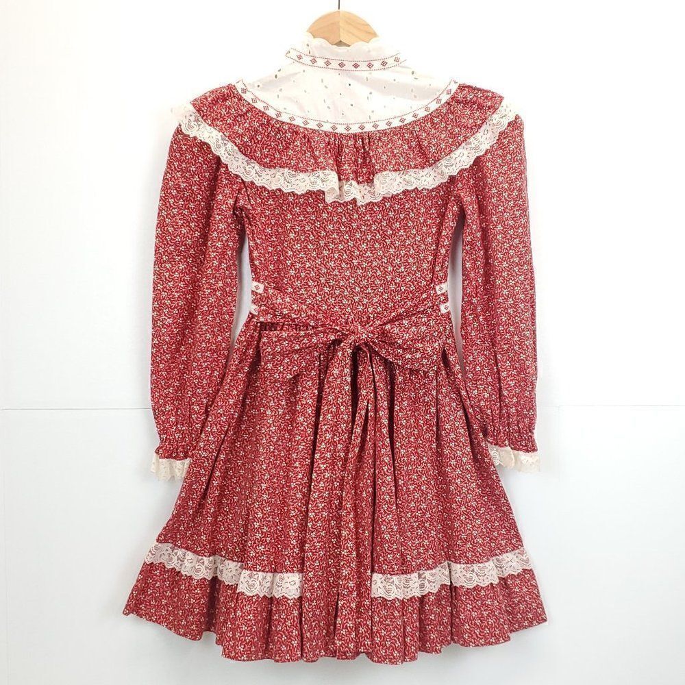 Girls Christmas Dress Handmade Mistletoe Holiday Vintage Cottagecore Size 4-5 - Picture 2 of 13